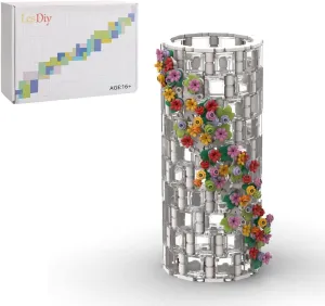 473Pcs Simulation White Translucent Vase Bottle Bricks Model Compatible with Flower Bouquet 10280, Building Blocks Small Particle Display Decoration