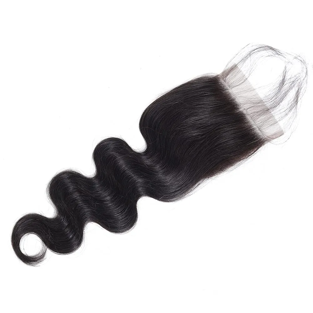 4x4 Transparent HD Lace Closure Only Body Wave Hair Closure Invisible Lace Closure 12A Brazilian Virgin Remy Human Hair Closure 100% Human Hair Extensions Pre Plucked Natural Black Color 14 Inch