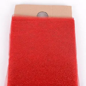 54 Inch RED Glitter Tulle Bolt