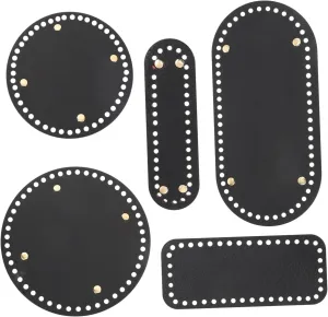 5pcs Imitation Leather Bottom Panel Handle Bag Kit Zipper Mesh Pouch Purses Zips Duffle Purse Making Supplies Glossy Clear Pouches with Zipper Filler Purse Rack Pu Leather Black