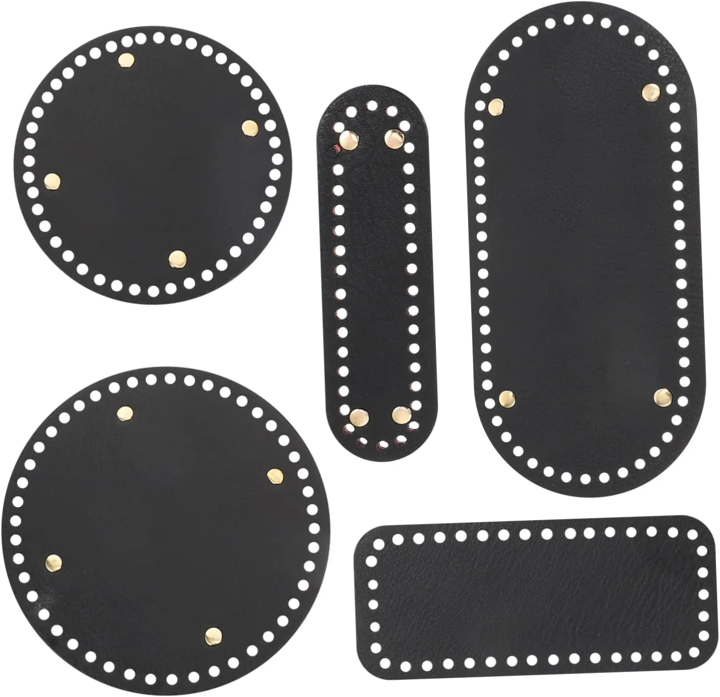 5pcs Imitation Leather Bottom Panel Handle Bag Kit Zipper Mesh Pouch Purses Zips Duffle Purse Making Supplies Glossy Clear Pouches with Zipper Filler Purse Rack Pu Leather Black