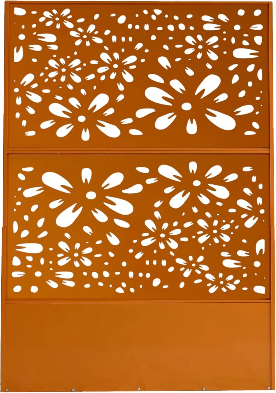 6 ft. X 4 ft. Orange Freestanding Metal Privacy Screen Room Divider with Flower Box