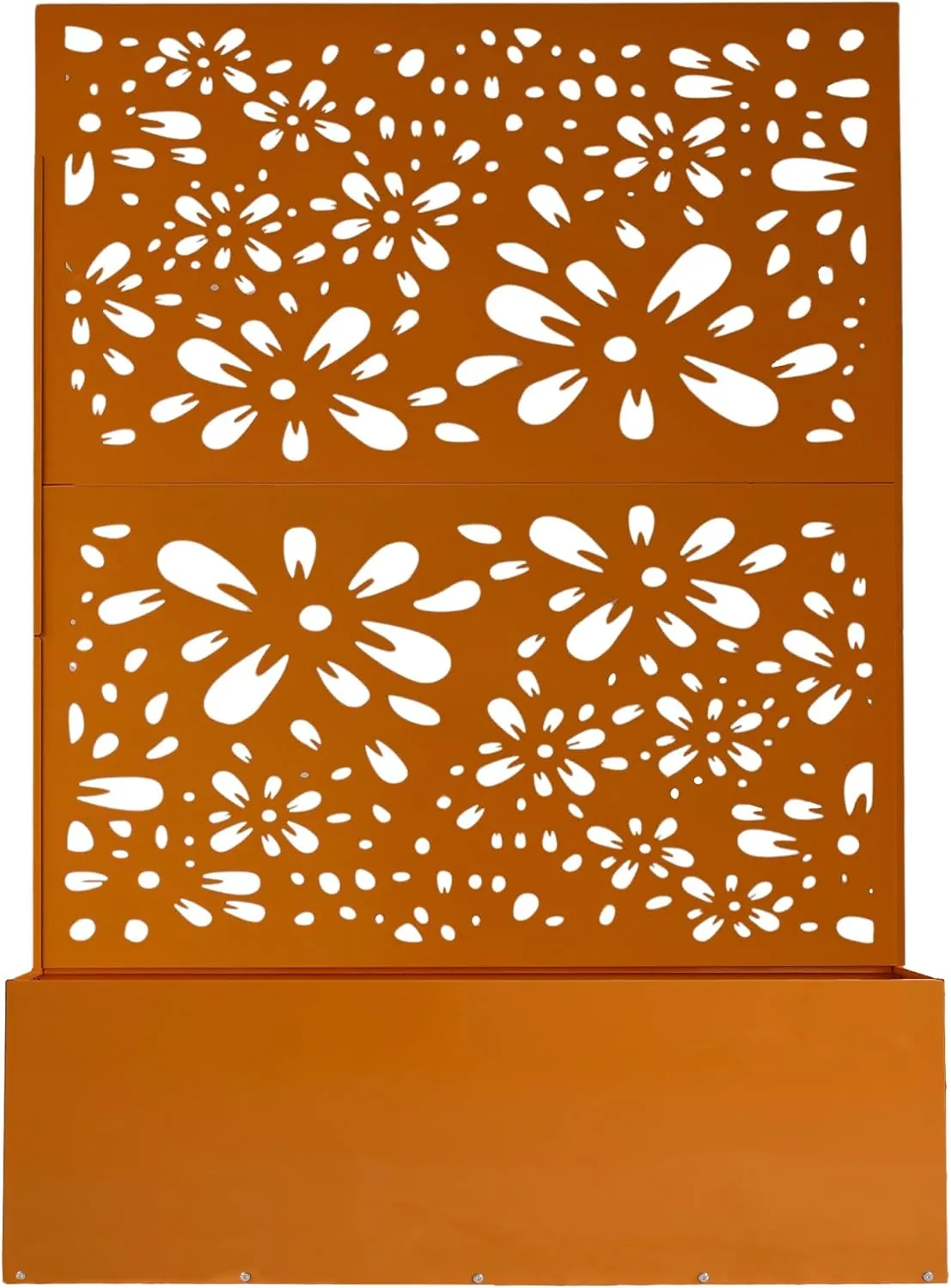 6 ft. X 4 ft. Orange Freestanding Metal Privacy Screen Room Divider with Flower Box