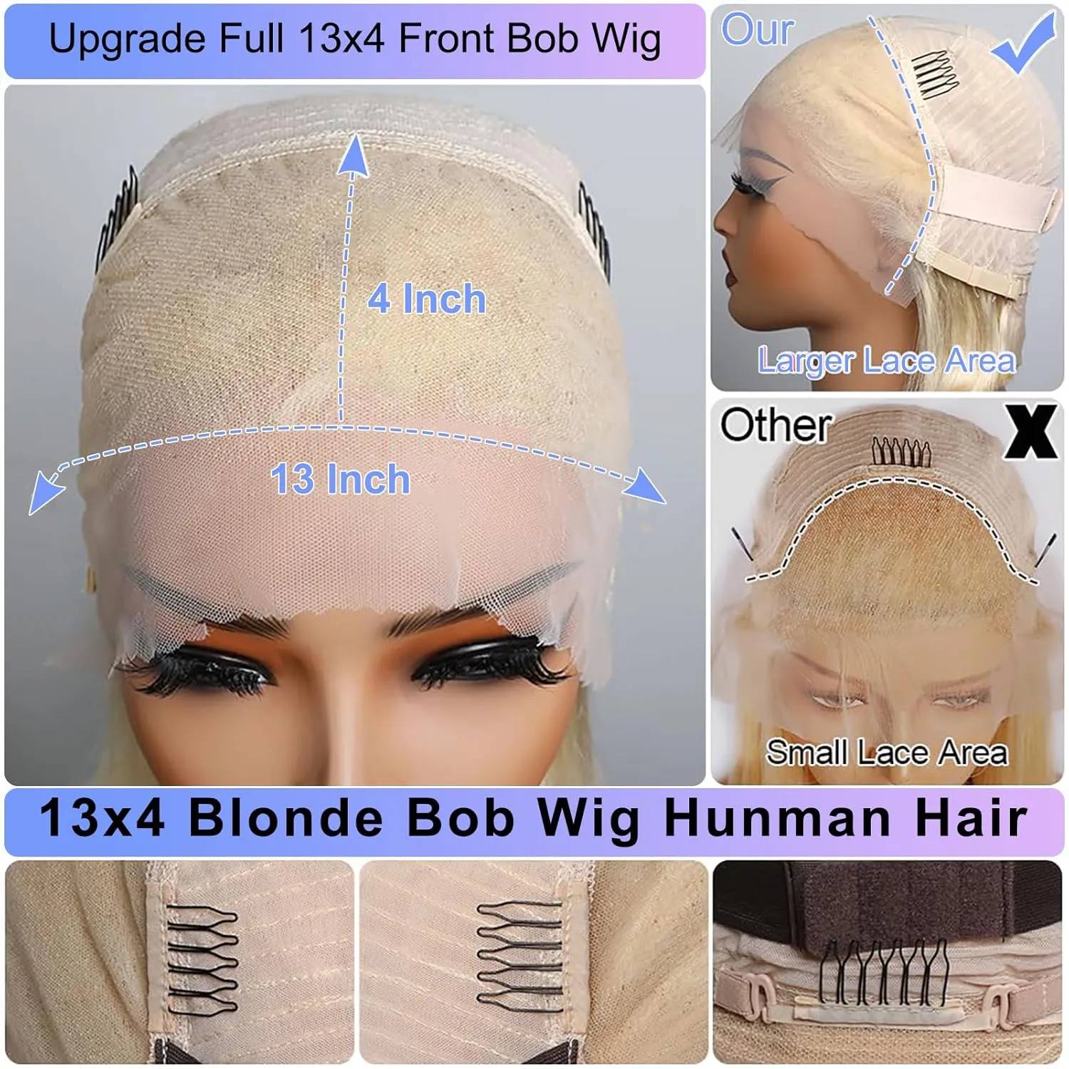 613 Blonde Bob Wig Human Hair 180% Density 13x4 HD Transparent Lace Front Wigs Human Hair Pre Plucked Short 613 Blonde Bob Glueless Straight Wigs Human Hair for Women 10 Inch