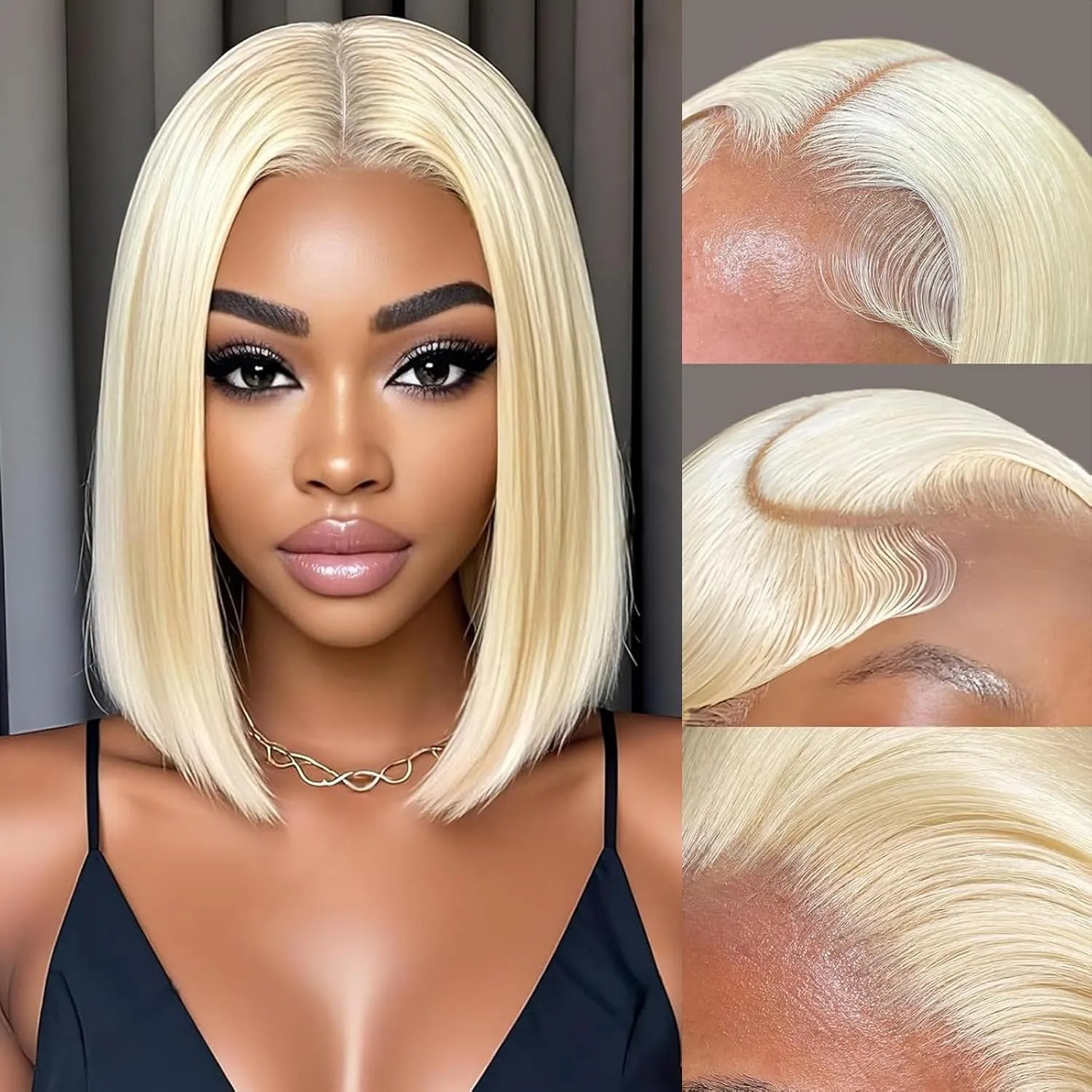 613 Blonde Bob Wig Human Hair 180% Density 13x4 HD Transparent Lace Front Wigs Human Hair Pre Plucked Short 613 Blonde Bob Glueless Straight Wigs Human Hair for Women 10 Inch