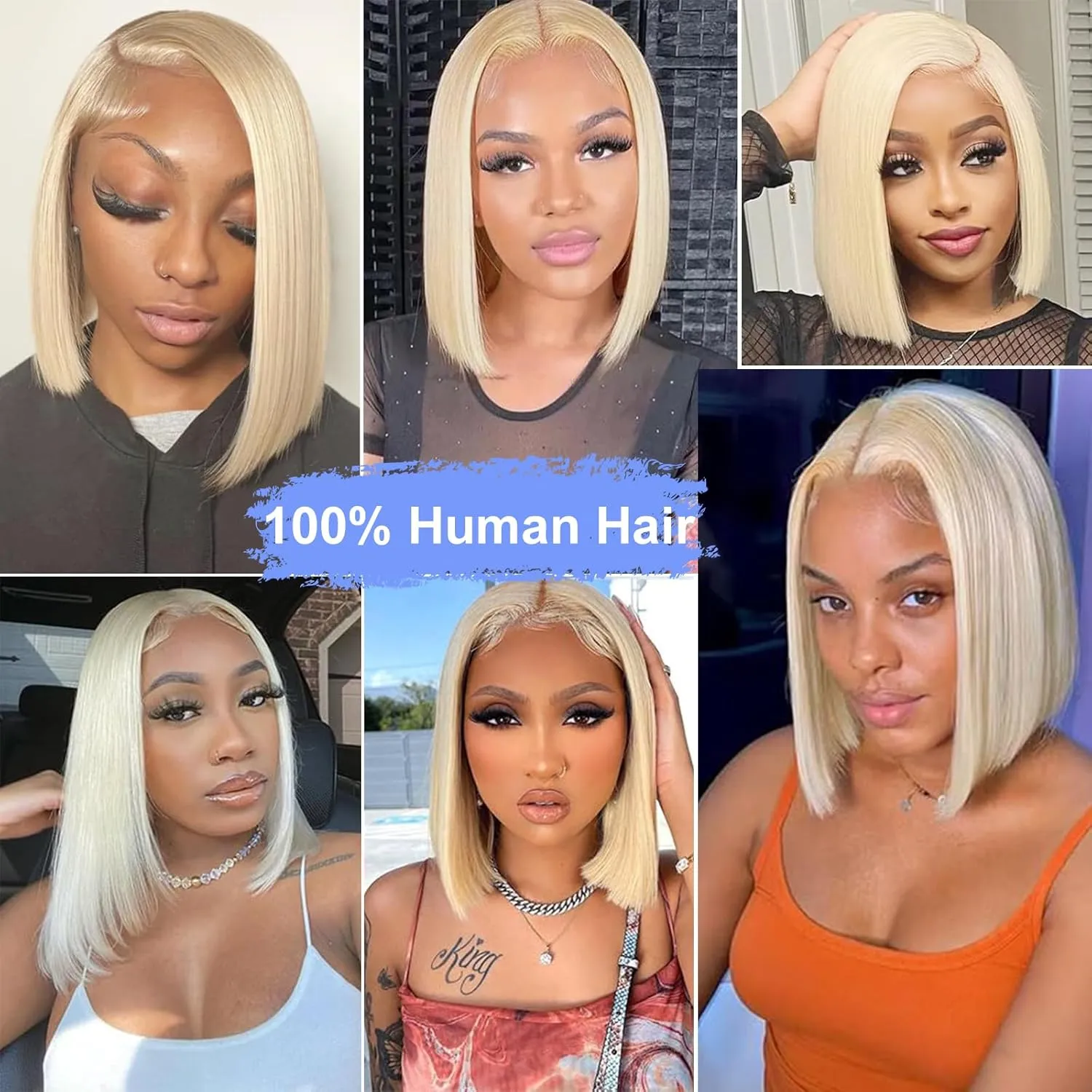 613 Blonde Bob Wig Human Hair 180% Density 13x4 HD Transparent Lace Front Wigs Human Hair Pre Plucked Short 613 Blonde Bob Glueless Straight Wigs Human Hair for Women 10 Inch