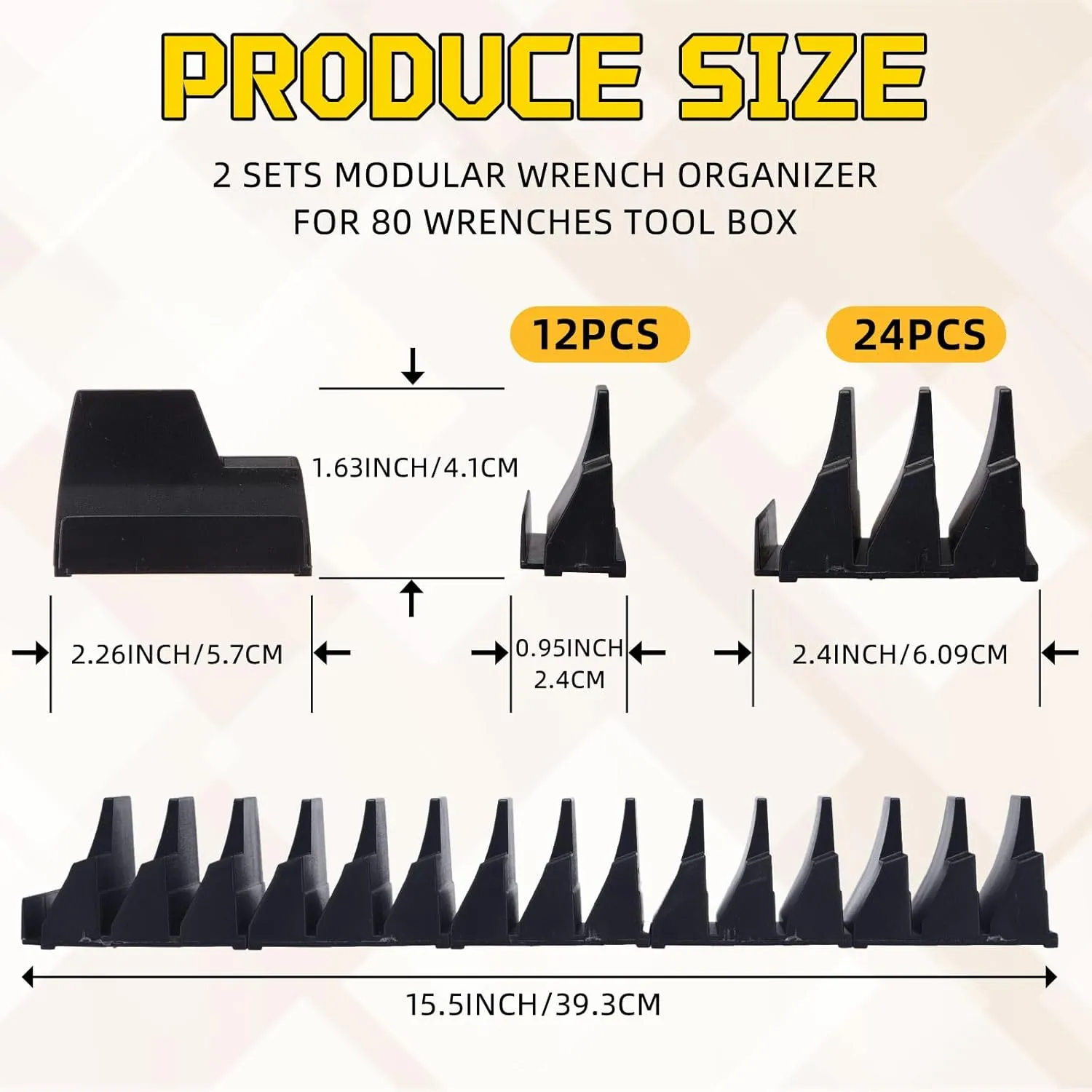 72 Pcs Modular Wrench Organizer for 80 Wrenches Ernst Wrench Holder Storage 2 Sets Magnetic Modular Tool Socket Organizer for Tool Box Drawer Organization and Storage(Black)