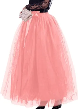 928 - Plus Size Long Maxi A-Line Tutu Tulle Wedding Skirt