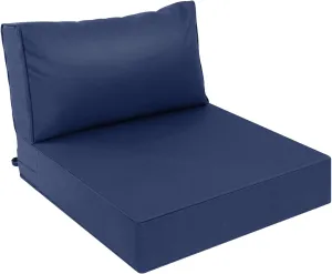 AAAAAcessories Outdoor Deep Seat Cushions, Waterproof, Fade-Resistant Patio Furniture Replacement Cushions, 24" x 24" x 5"   24" x 13.5", Navy Blue