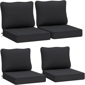 AAAAAcessories Outdoor Deep Seat Cushions, Waterproof, Fade-Resistant Patio Furniture Replacement Cushions, 24" x 24" x 5", Set of 4, Black