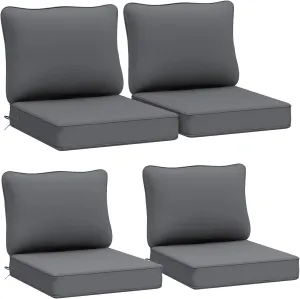 AAAAAcessories Outdoor Deep Seat Cushions, Waterproof, Fade-Resistant Patio Furniture Replacement Cushions, 24" x 24" x 5", Set of 4, Dark Gray