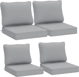 AAAAAcessories Outdoor Deep Seat Cushions, Waterproof, Fade-Resistant Patio Furniture Replacement Cushions, 24" x 24" x 5", Set of 4, Gray