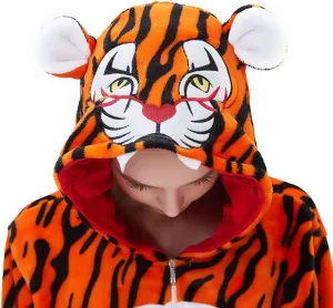ABENCA Fleece Kids Tiger Onesie Pajamas Christmas Halloween Animal Cosplay Sleepwear Costume