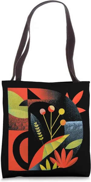 Abstract Botanical Letter D – Nature-Inspired Monogram Art Tote Bag