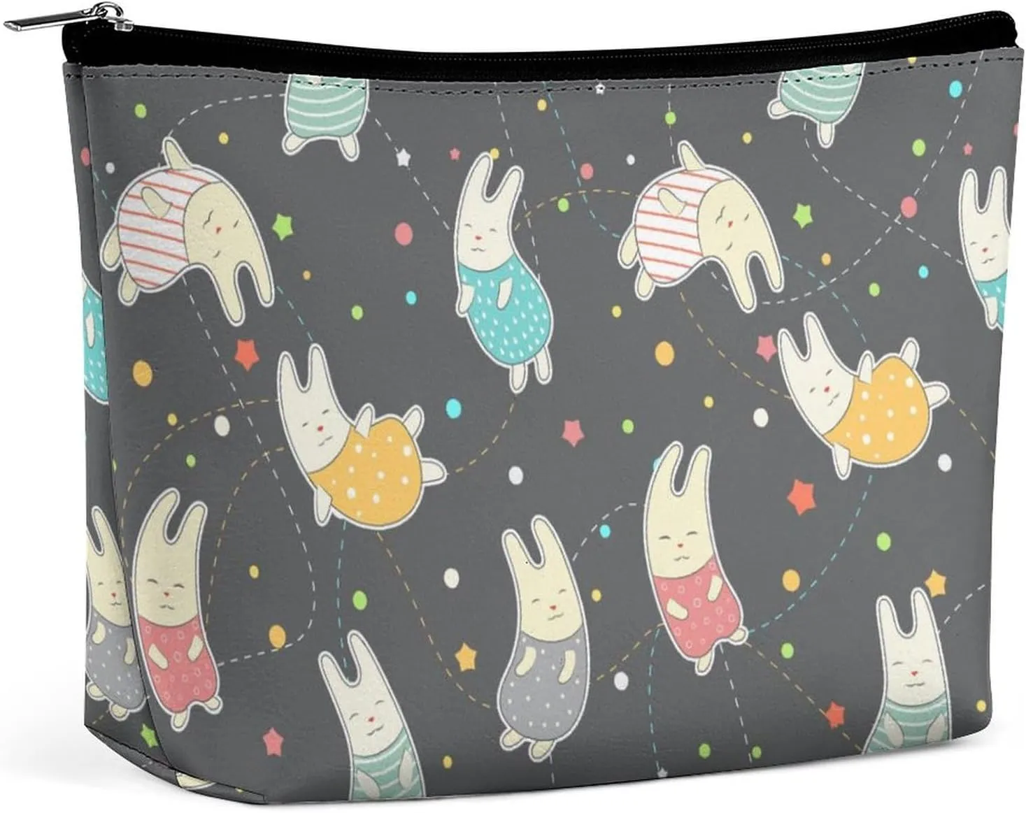 Abstract Rabbit Large Capacity Cosmetic Bags for Women, Cartoon Pattern Personalised Travel Makeup Bag,Waterproof Scratch Resistant Travel Toiletry Bag