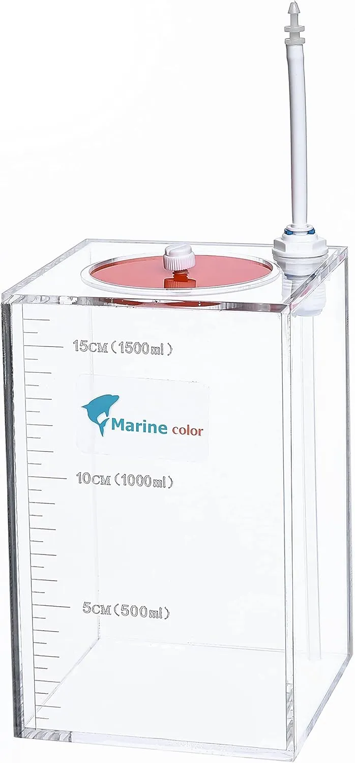 Acryli Made Liquid Storage Bucket 0.4 Gallons, Working with Dosing Pump,Auto Top Off System Reservoir Container, 1 Room 0.4 Gallons