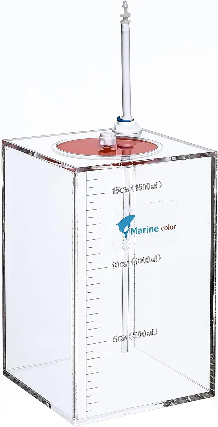 Acryli Made Liquid Storage Bucket 0.4 Gallons, Working with Dosing Pump,Auto Top Off System Reservoir Container, 1 Room 0.4 Gallons