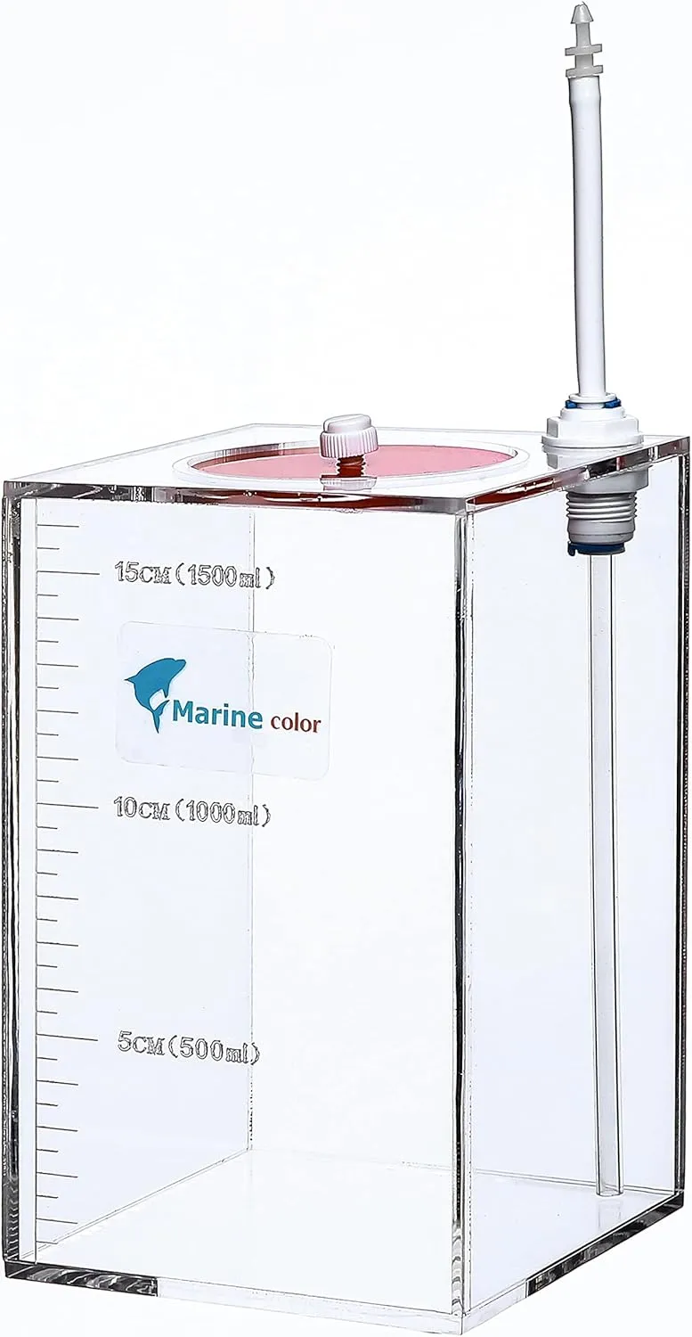 Acryli Made Liquid Storage Bucket 0.4 Gallons, Working with Dosing Pump,Auto Top Off System Reservoir Container, 1 Room 0.4 Gallons