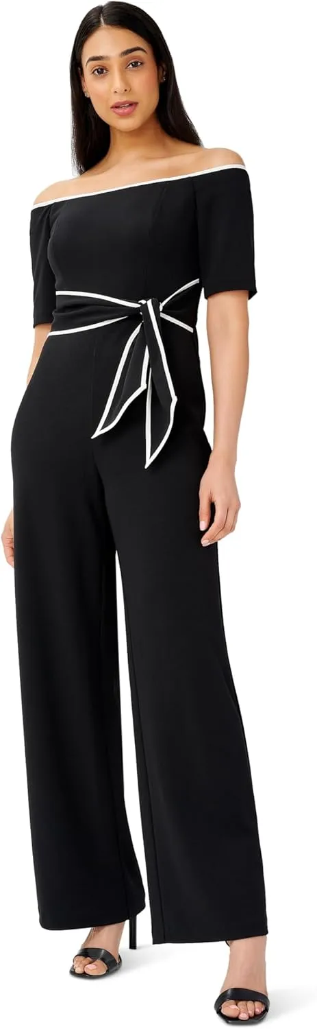 Adrianna Papell womens Knit Crepe Tie Jumpsuit