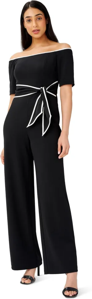 Adrianna Papell womens Knit Crepe Tie Jumpsuit