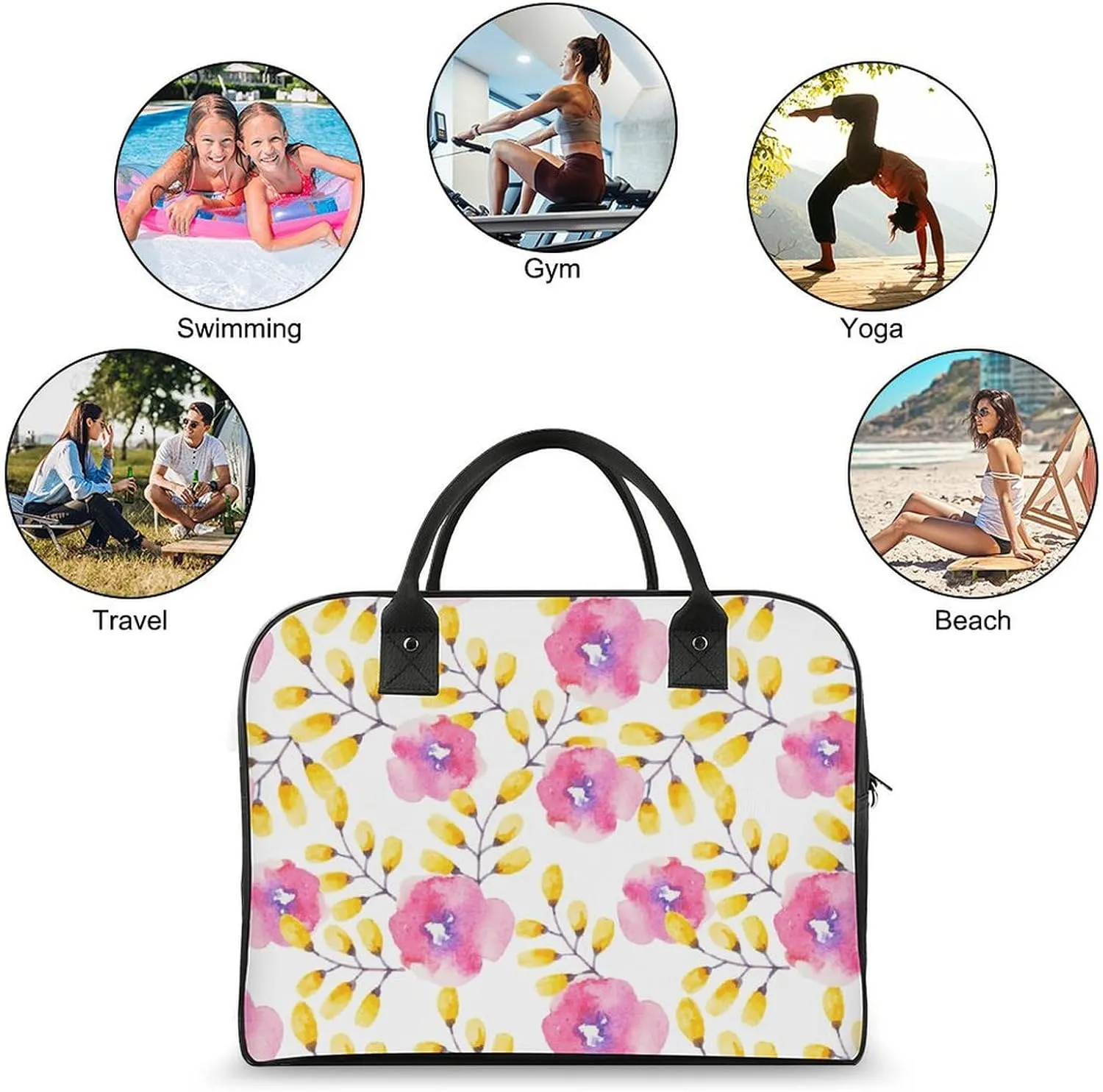 Adult High-capacity Nylon Berries Patterns Classic Handbag for Business Trip 13" X 19" X 8"