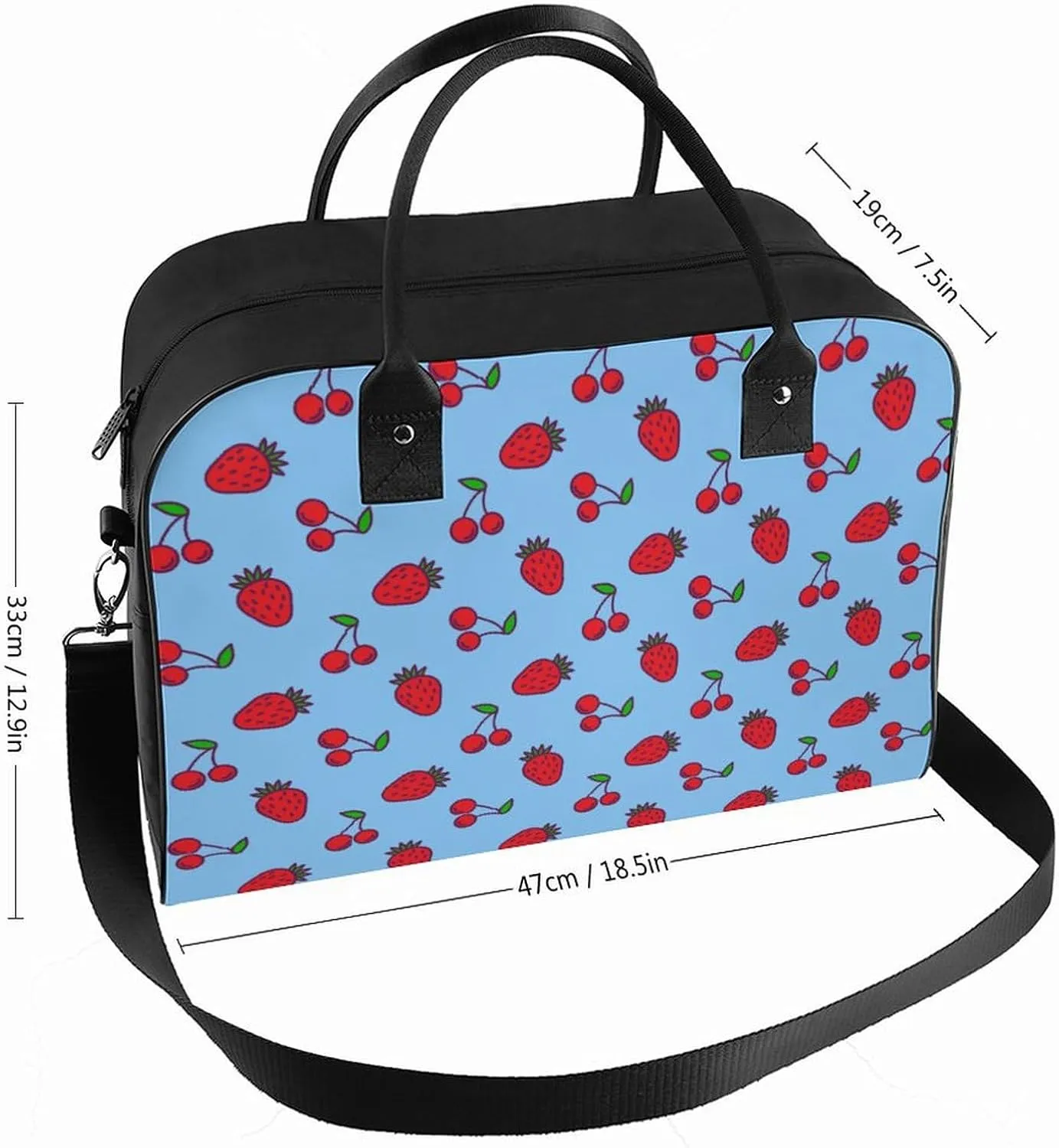Adult High-capacity Nylon Berries Patterns Classic Handbag for Business Trip 13" X 19" X 8"