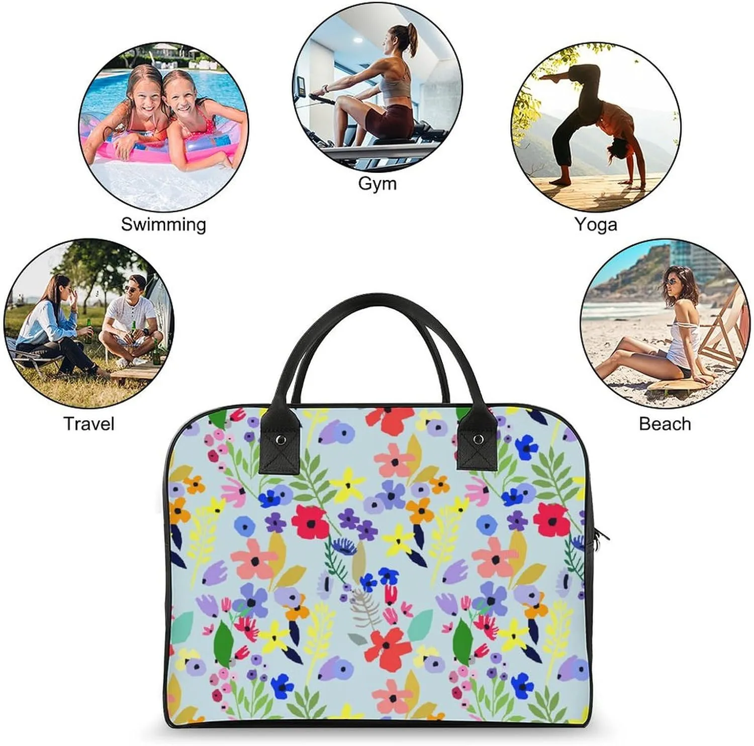 Adult High-capacity Nylon Berries Patterns Simple Handbag for Touring 13" X 19" X 8"