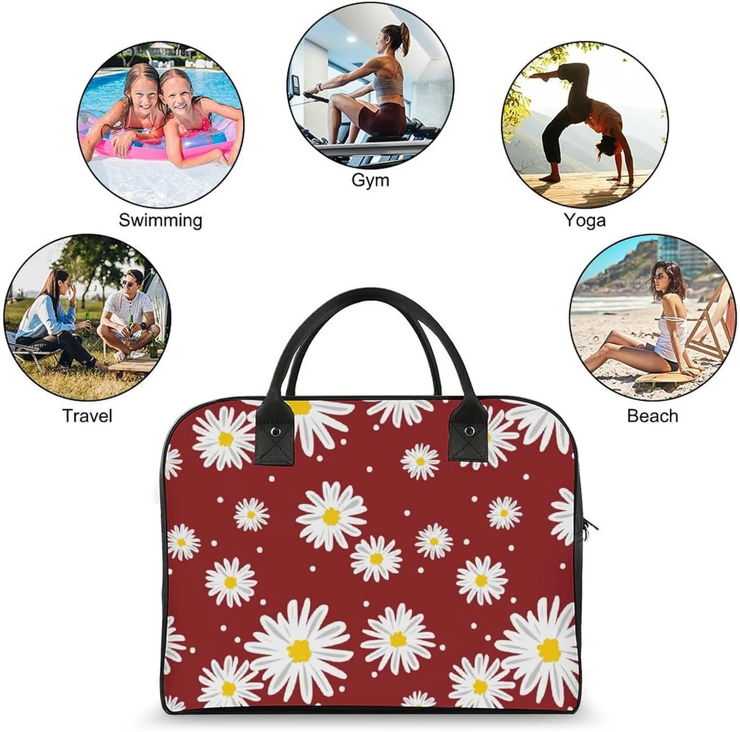 Adult High-capacity Nylon Colorful Butterfly Retro Handbag for Touring 13" X 19" X 8"