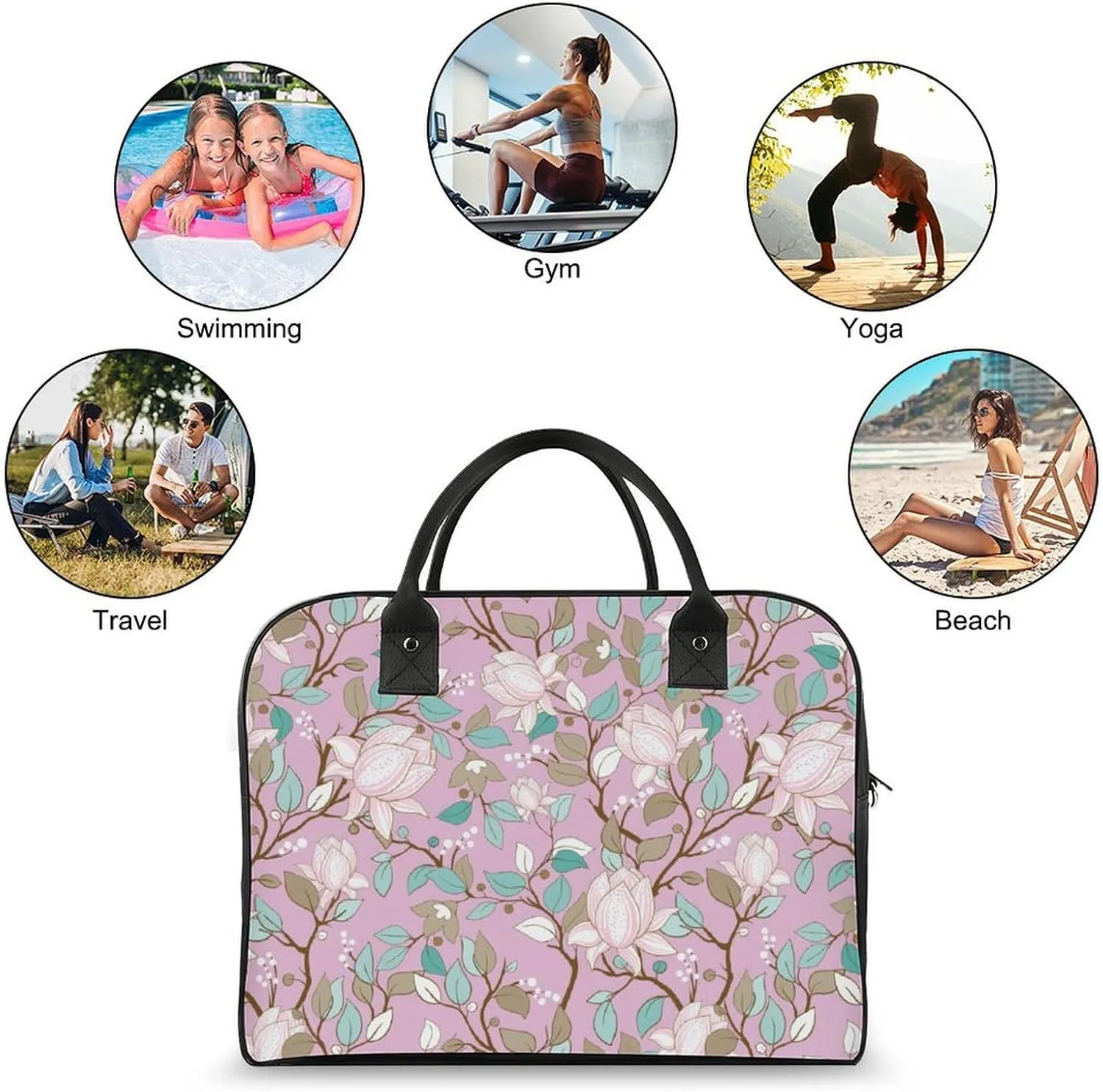Adult High-capacity Nylon Colorful Butterfly Retro Handbag for Touring 13" X 19" X 8"