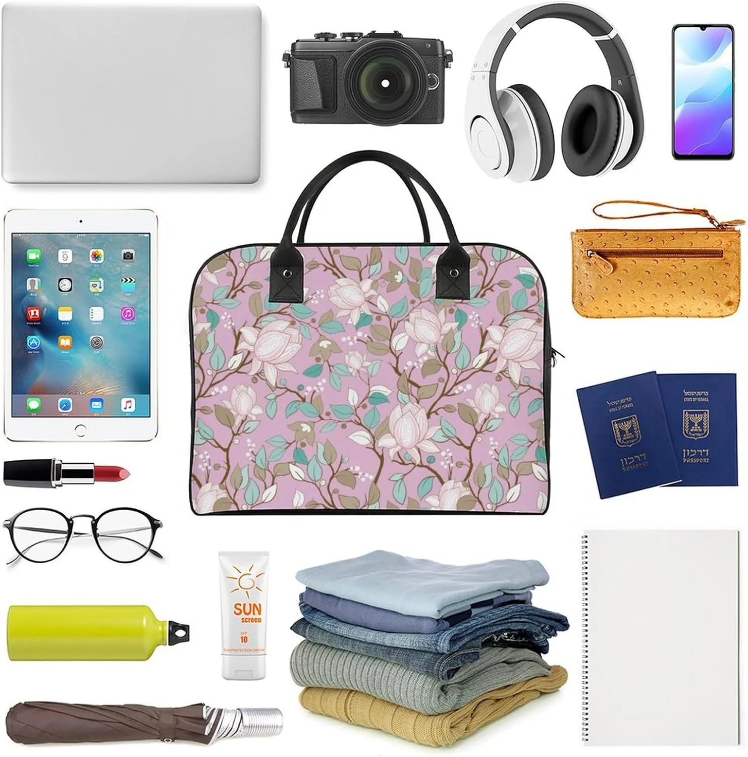 Adult High-capacity Nylon Colorful Butterfly Retro Handbag for Touring 13" X 19" X 8"