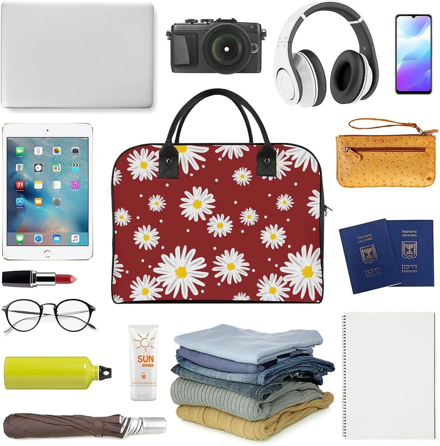 Adult High-capacity Nylon Colorful Butterfly Retro Handbag for Touring 13" X 19" X 8"