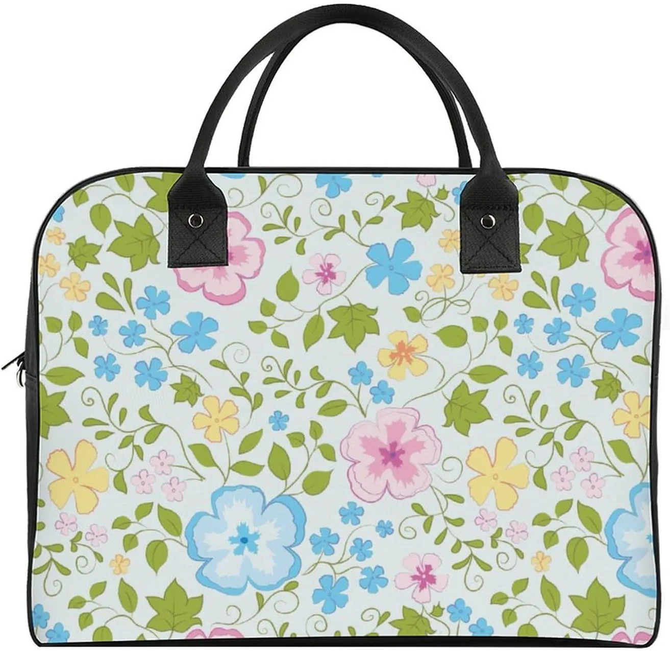 Adult Large Capacity Nylon Rosa Chinensis Elegant Handbag for Journey 13" X 19" X 8"