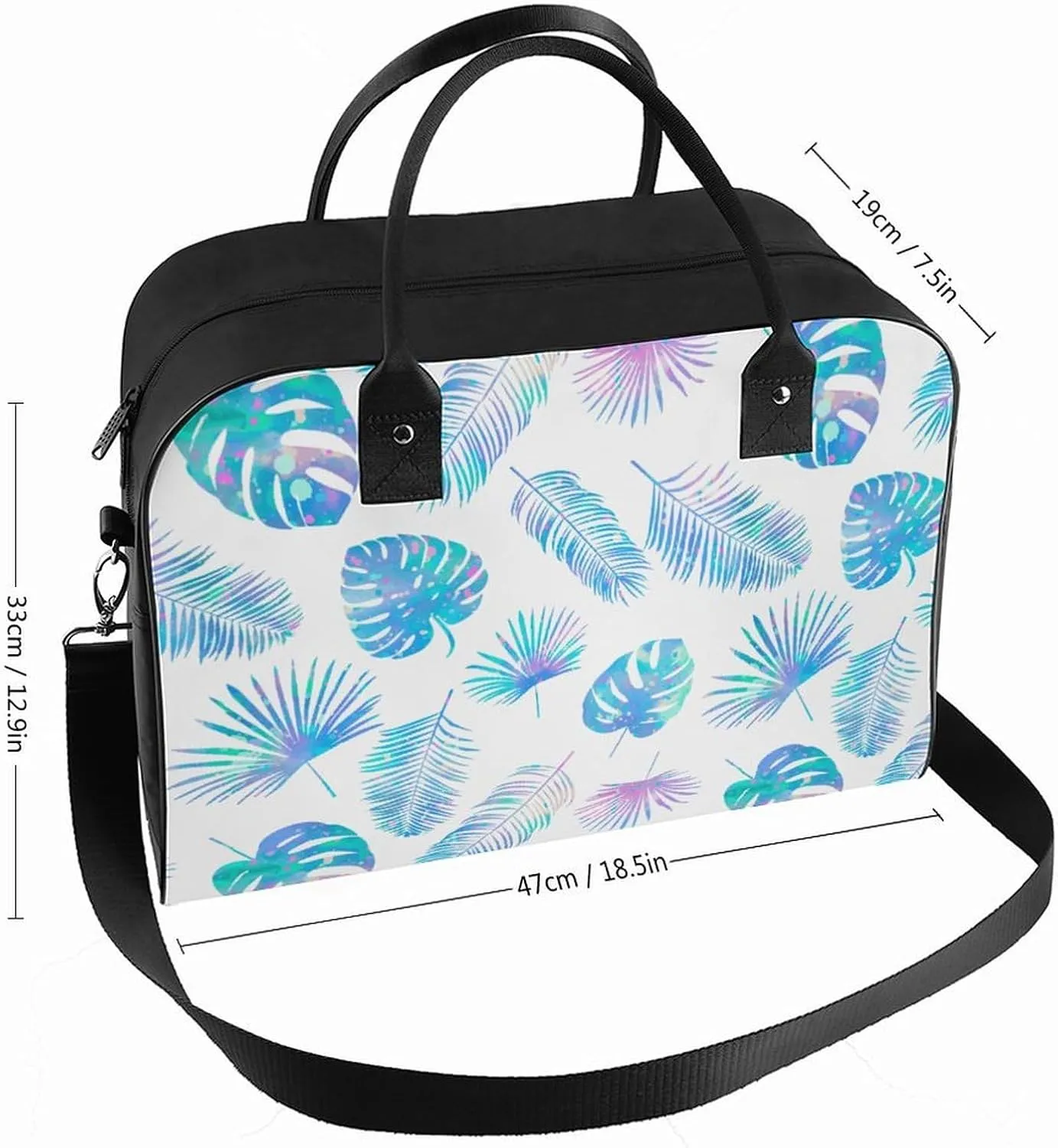 Adult Large Capacity Nylon Yellow Florals Stylish Handbag for Traveling 13" X 19" X 8"