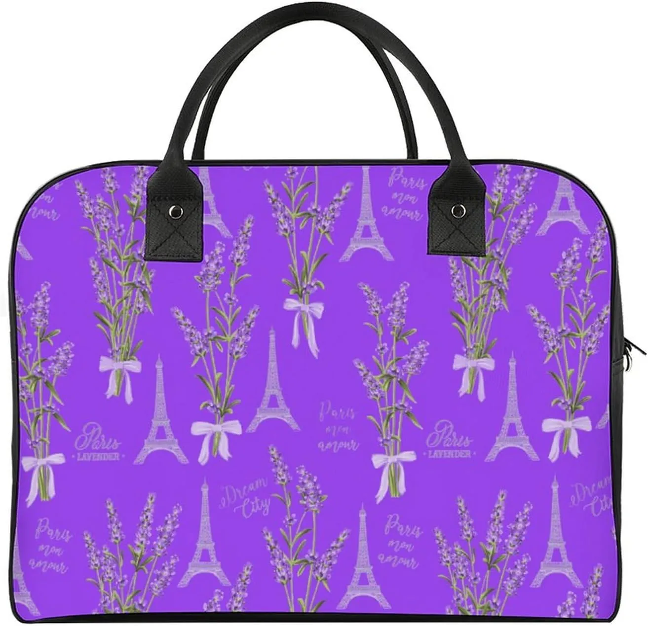 Adult Shoulder Nylon Purple Paris Simple Handbag for Journey 13" X 19" X 8"