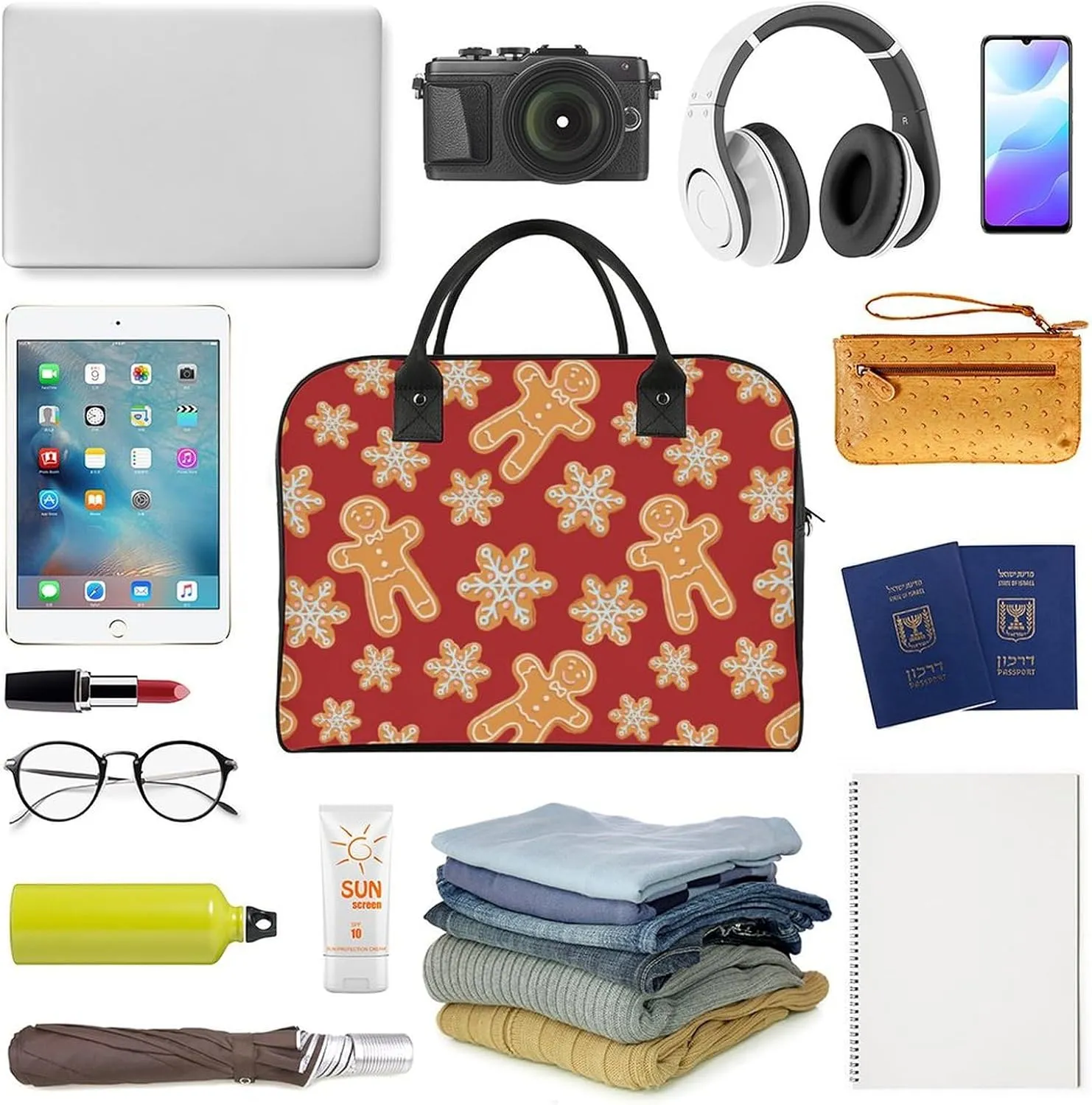 Adults Large Capacity Nylon Colorful Butterfly Elegant Handbag for Traveling 13" X 19" X 8"