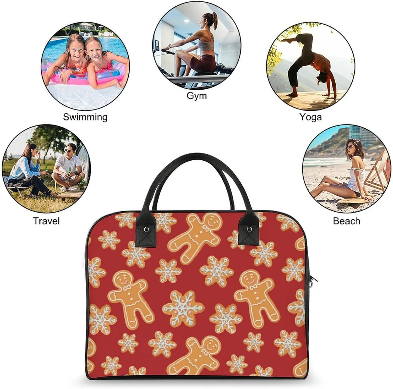 Adults Large Capacity Nylon Colorful Butterfly Elegant Handbag for Traveling 13" X 19" X 8"