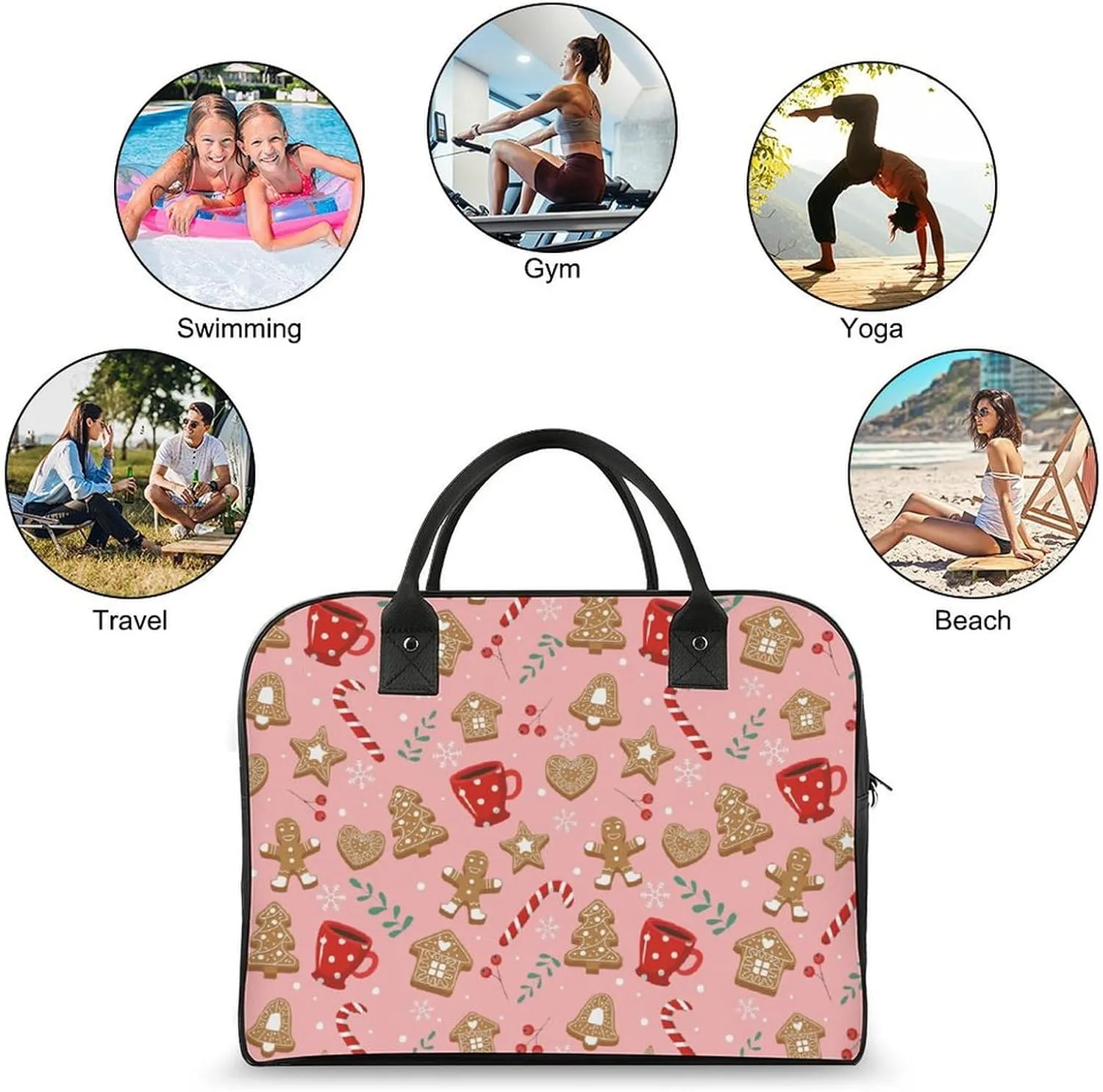 Adults Shoulder Nylon Santa Gifts Fashion Handbag for Journey 13" X 19" X 8"