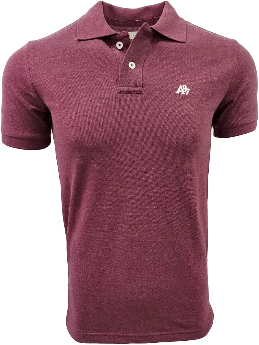 AEROPOSTALE Men's Solid Uniform Logo Rugby Polo Shirt