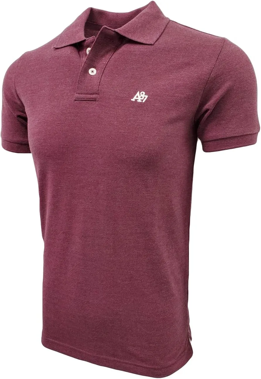 AEROPOSTALE Men's Solid Uniform Logo Rugby Polo Shirt