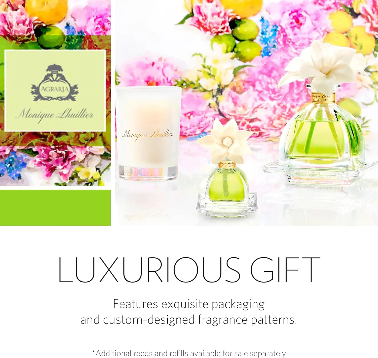 AGRARIA AirEssence & PetiteEssence Flower and Reed Diffuser Set, Luxury Home Scents Diffuser, Scented Oil Reed Diffuser, Flower and Reed Diffuser Gift Set for All Occasions
