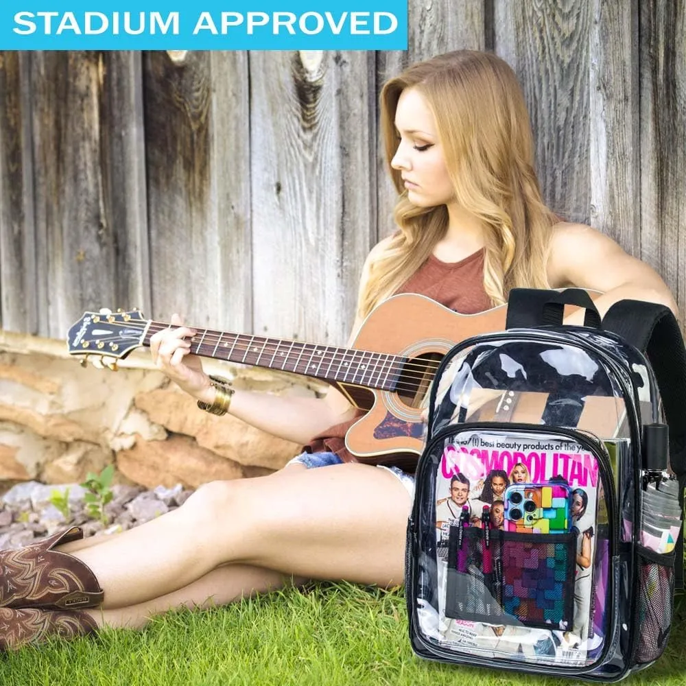 AGSDON Clear Backpack, Heavy Duty Transparent Bookbag, See Through PVC Backpacks for Women Men