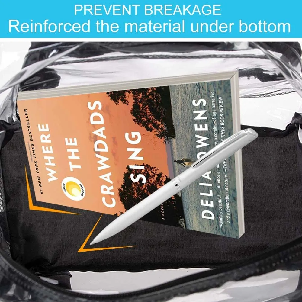 AGSDON Clear Backpack, Heavy Duty Transparent Bookbag, See Through PVC Backpacks for Women Men