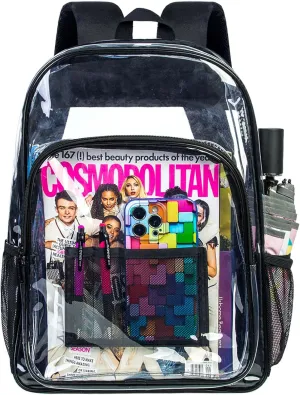 AGSDON Clear Backpack, Heavy Duty Transparent Bookbag, See Through PVC Backpacks for Women Men