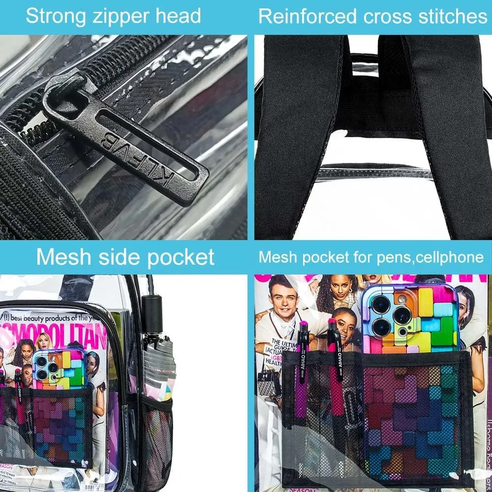 AGSDON Clear Backpack, Heavy Duty Transparent Bookbag, See Through PVC Backpacks for Women Men