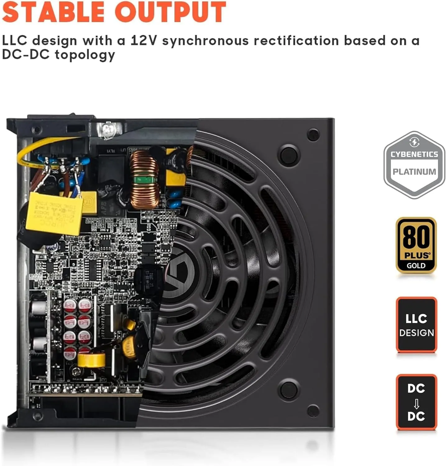 AGT Series 1000W Power Supply, 80  Gold Certified, Fully Modular, FDB Fan, Compact 140mm Size, 10 Year Warranty, ATX Gaming Power Supply