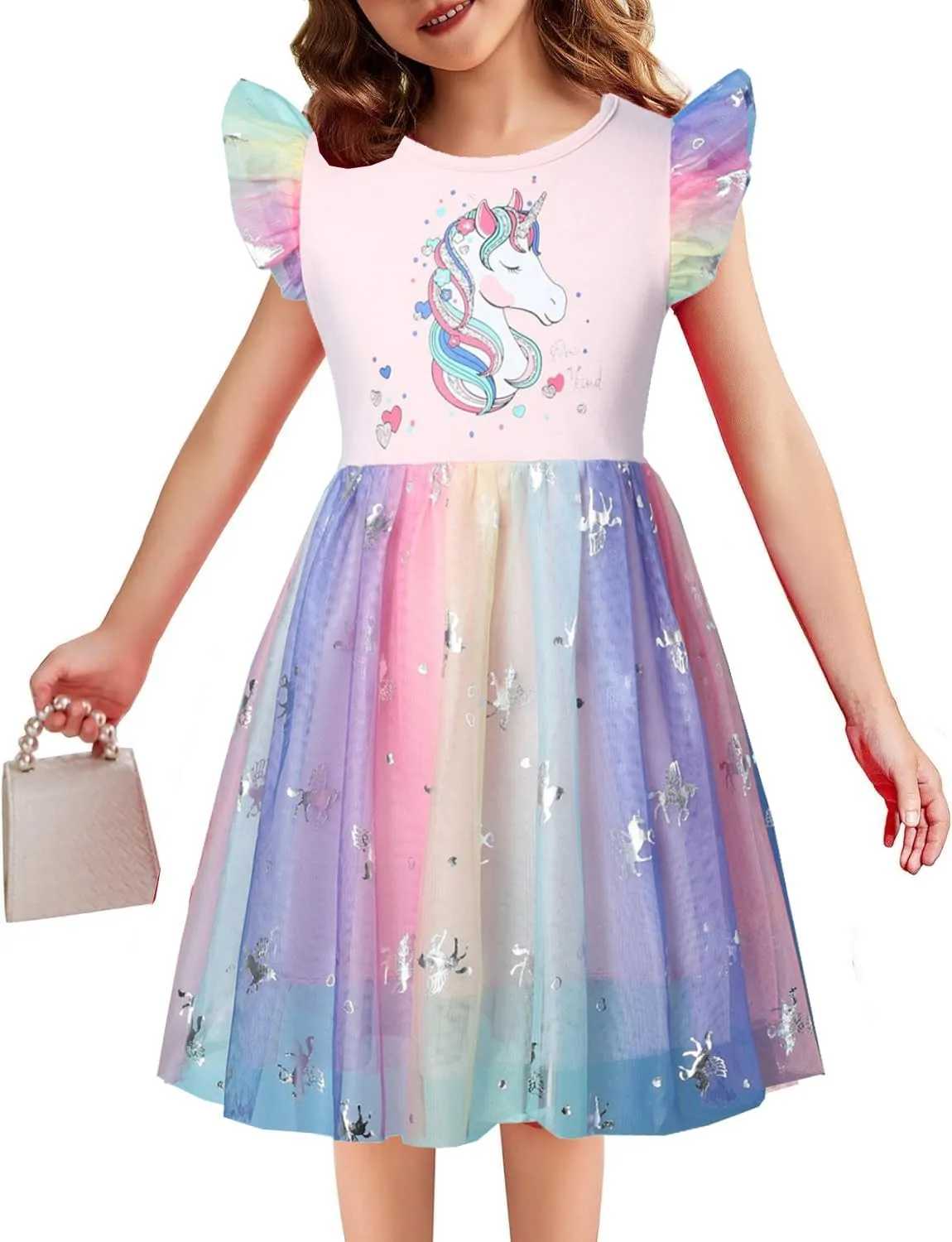 Akyzic Toddler Tulle Dress Unicorn Outfit Birthday Princess Party Girls Summer Causal Tutu Skirts