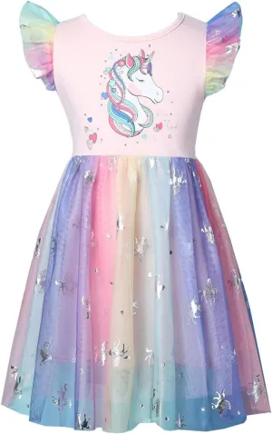 Akyzic Toddler Tulle Dress Unicorn Outfit Birthday Princess Party Girls Summer Causal Tutu Skirts