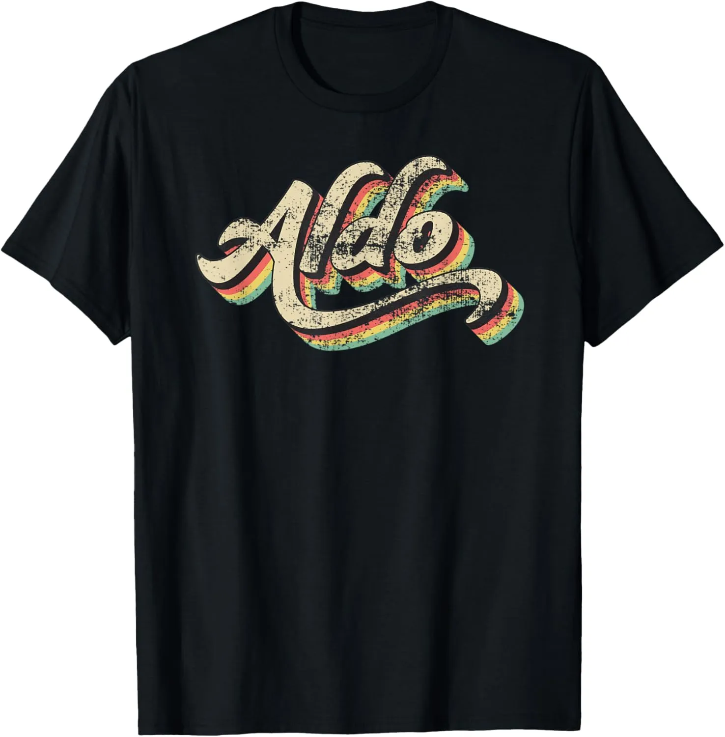 Aldo Name 70s Inspired Retro Vintage Distressed Design T-Shirt