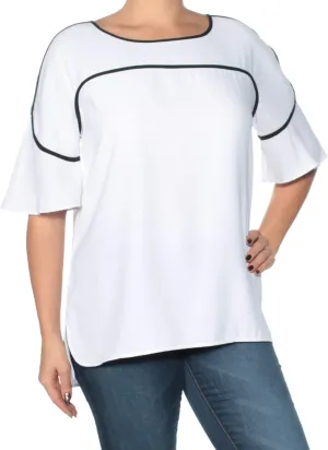 Alfani Prima Flutter Sleeve Piped Blouse Bright White 12