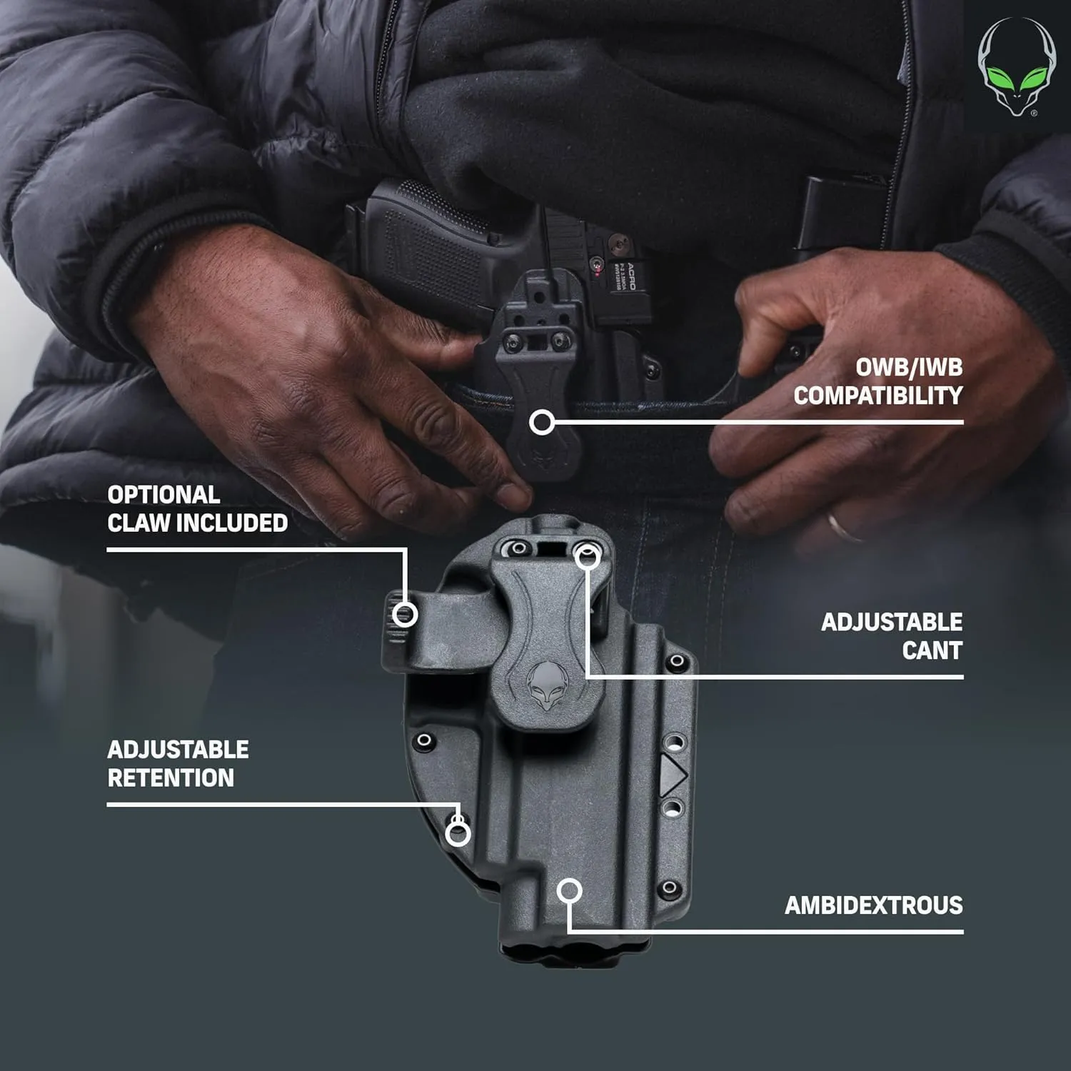 Alien Gear Photon Holster - IWB or OWB, Right or Left Hand, Optics Ready, Compact Light or No Light Options - Multiple Fitments Available